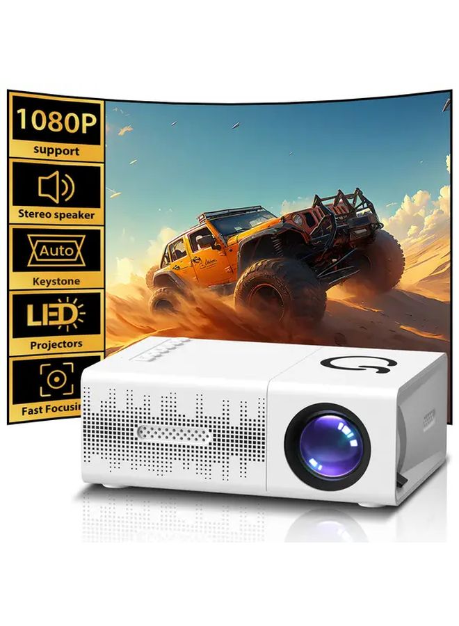 Black Smart Mini Projector 1080P Home Theater Built In Speaker USB AV SD Compatible - Image 1